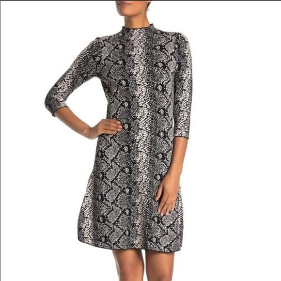 Nanette Lepore Knit Classy Snakeskin Shift Sweater Dress size L - Picture 1 of 9